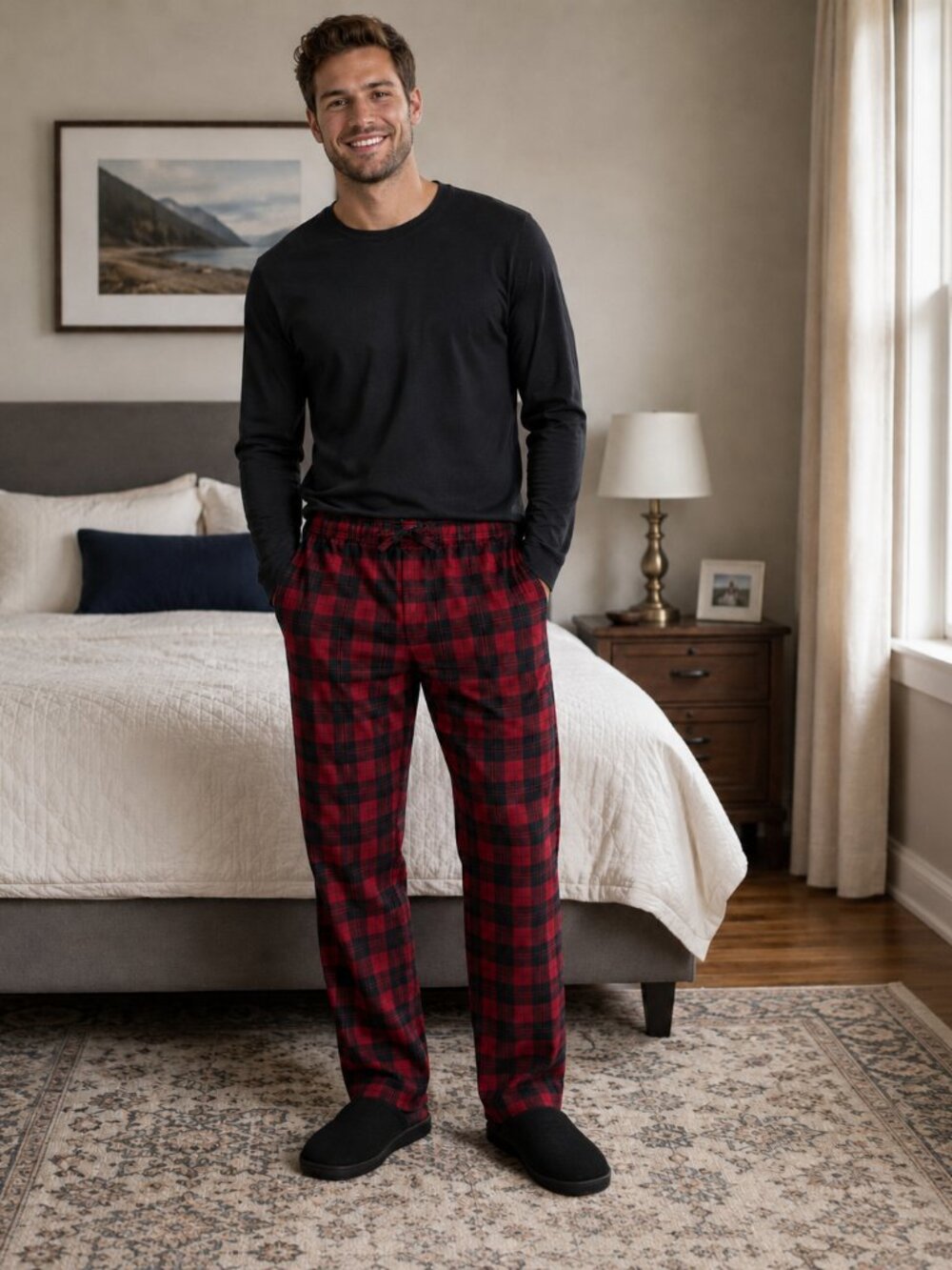 Madewell Red/Black Plaid Flannel Lounge Pajama Pants with Relaxed Fit NWT
